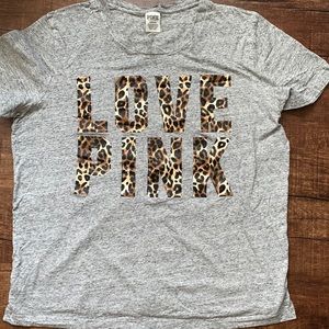 PINK leopard print logo top
